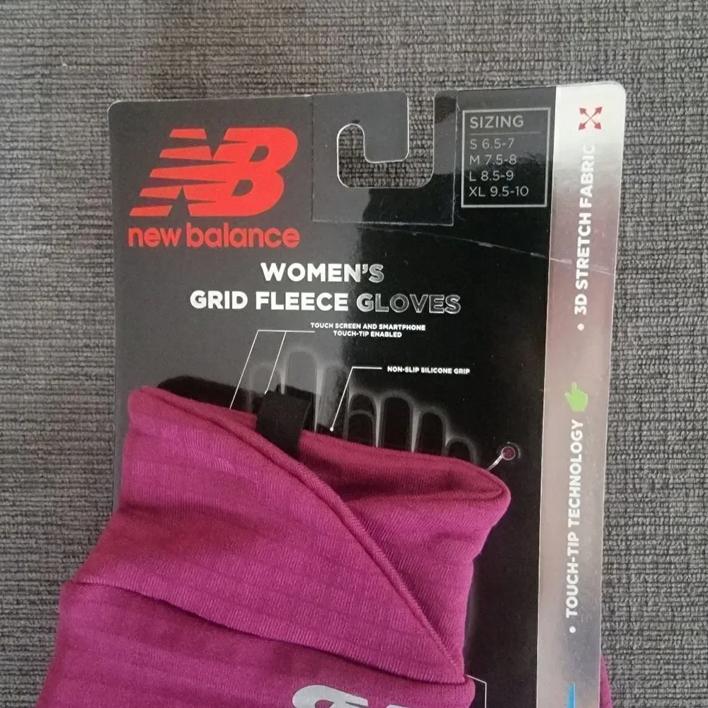 New Balance Women Pink Grid Fleece Touch -Tip Technology Gloves Size Lar…